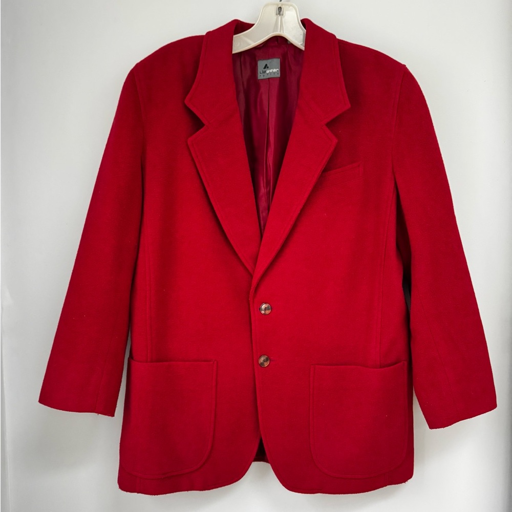 Lizwear Vintage Red Wool Blend Blazer Academia Preppy Classic Bold Size 10P